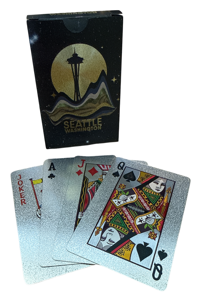 Seattle Space Needle Moon Night Foil Playing Cards