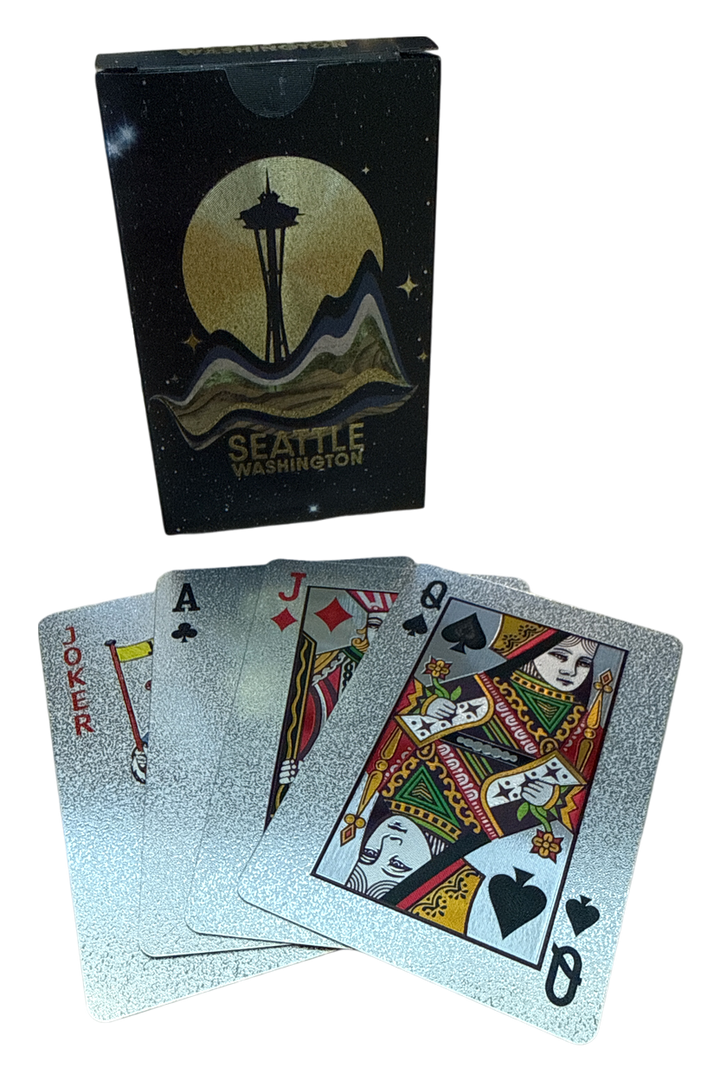 Seattle Space Needle Moon Night Foil Playing Cards