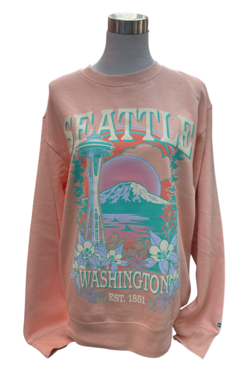 Pink Flowers Crew Neck Sweatshirt