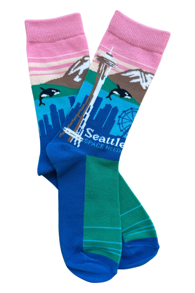 Seattle Pink Sky Orca Socks