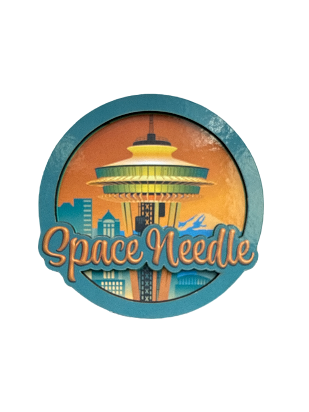 Space Needle Sky Round Magnet