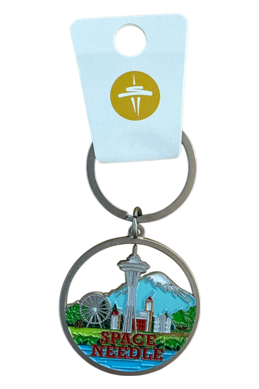 Space Needle Round Cutout Key Chain