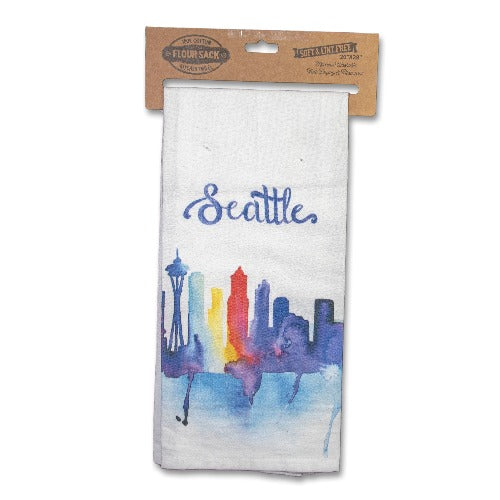 Watercolor Skyline Tea Towel