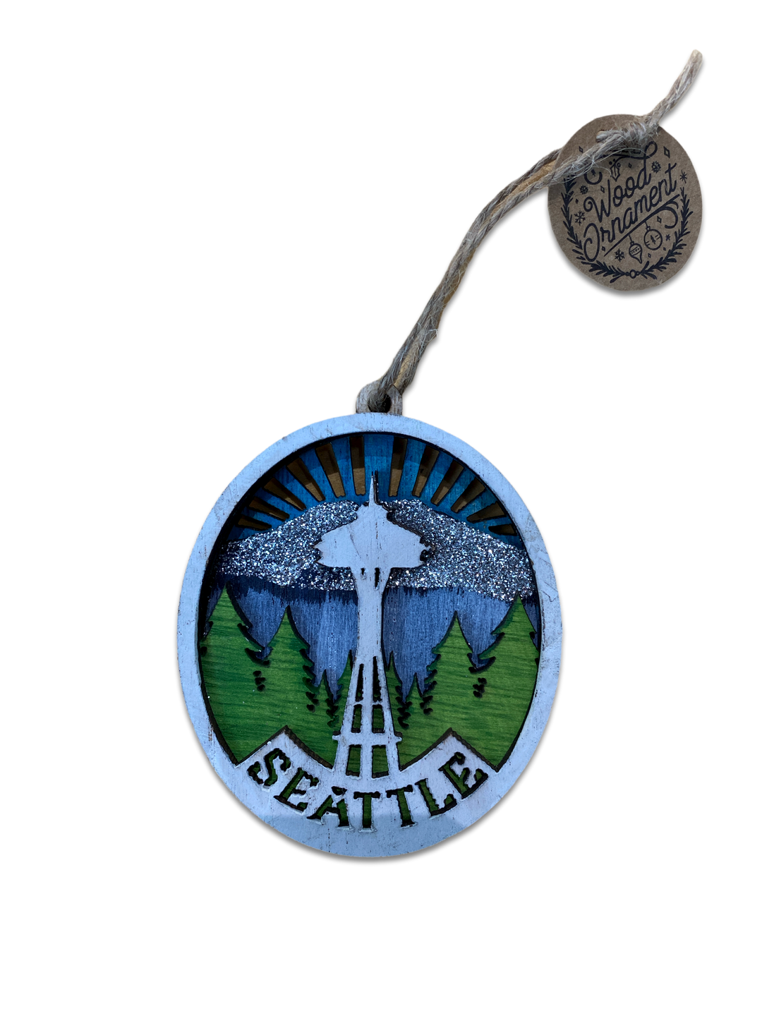 Space Needle Layered Wood Ornament