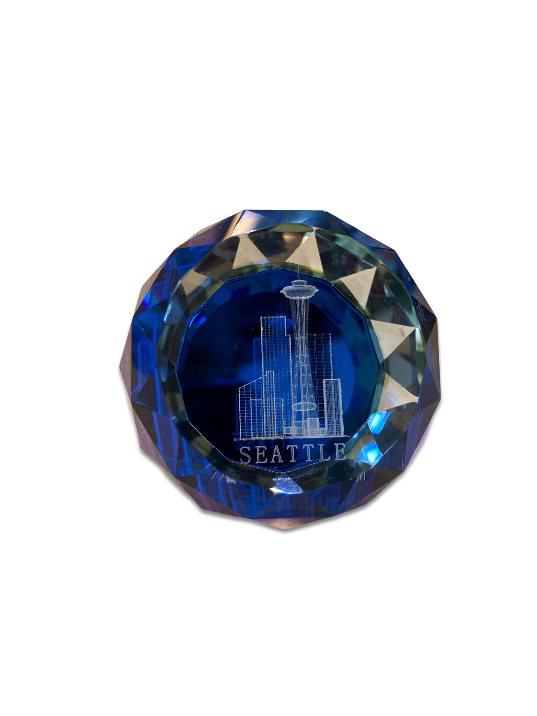 1 3/4" Crystal etched paperweight